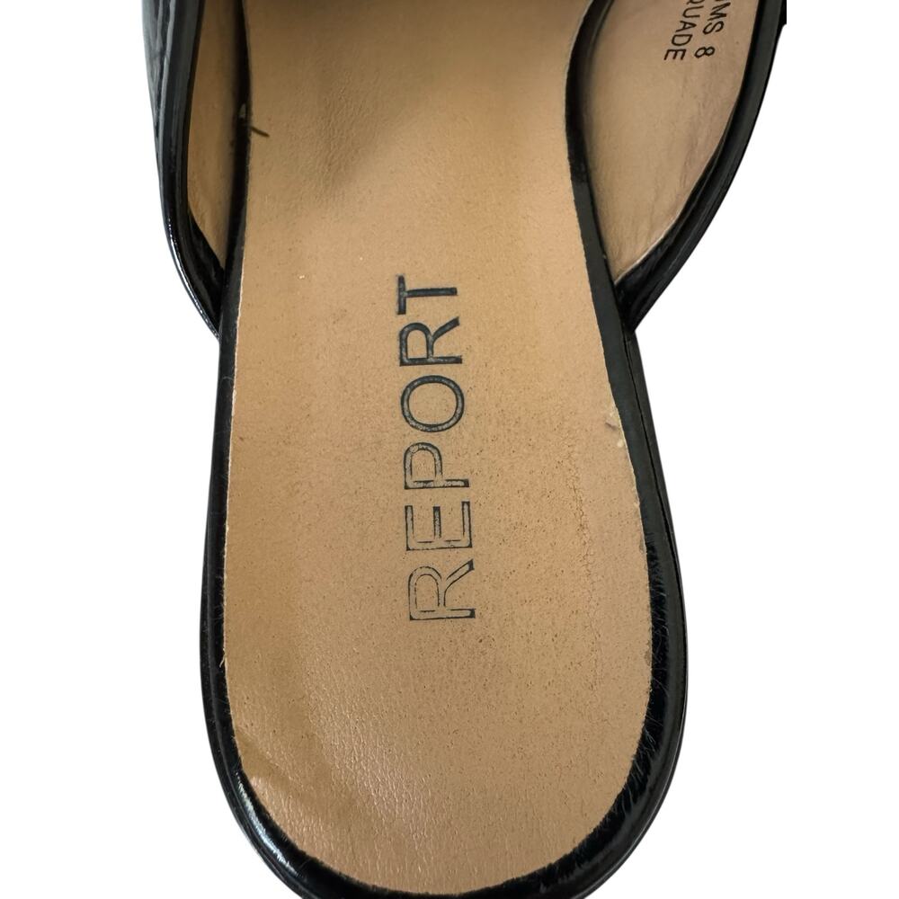 REPORT Quade Women’s Black Patent Leather Mule Loafers Size 8 Slip-On Flats - Picture 10 of 11